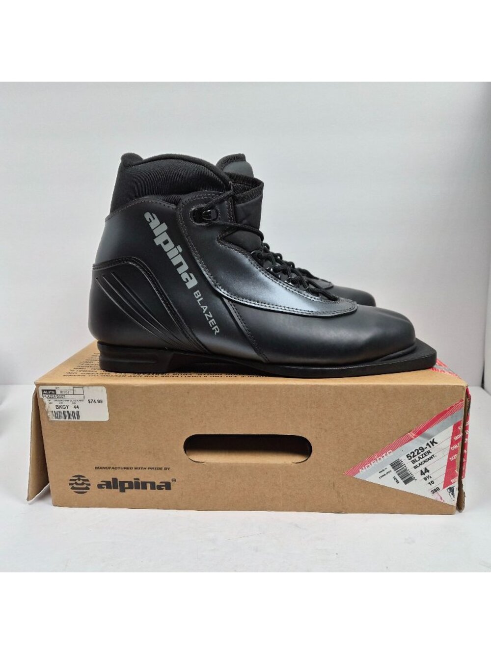 Alpina Blazer 75mm Nordic Cross Country Men's Black Ski Boots 5229-1K US Size 10